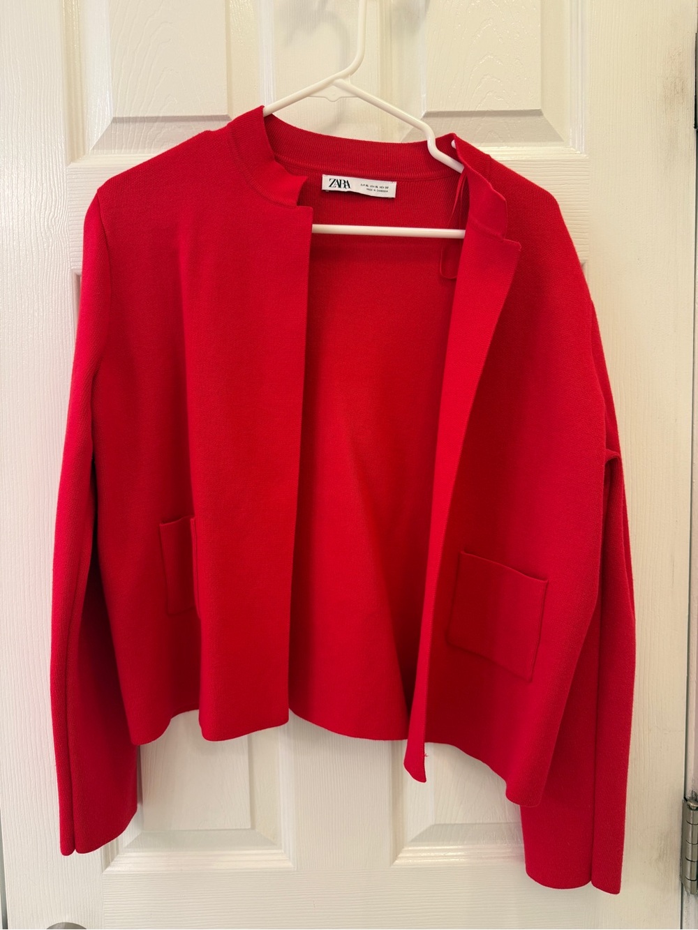 Zara Vibrant Red Ribbed Crewneck Sweater